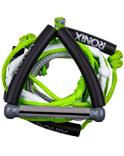 Ronix Bungee Stretch Surf Rope w/Handle 25ft 5-Sect Rope Package Green