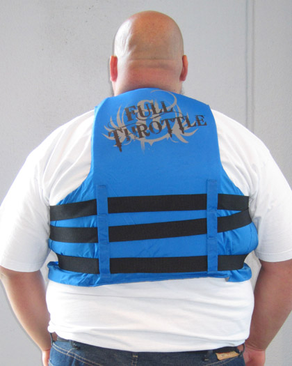 Full Throttle Oversized Nylon Life Vest BLUE Back Full Throttle Oversized Nylon Life Vest BLUE Back