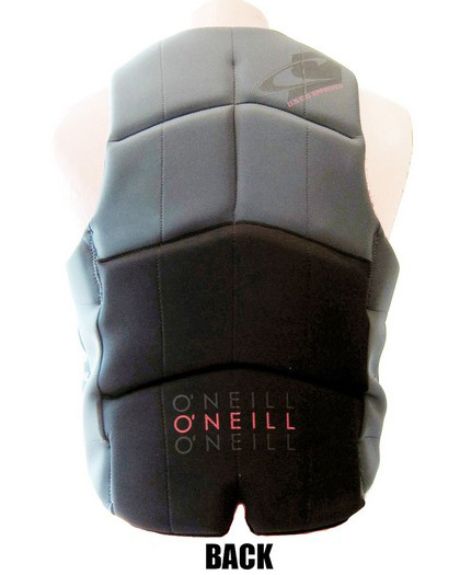 ONeill Assault Mens Neoprene Life Vest Black/Gray 2021 back ONeill Assault Mens Neoprene Life Vest Black/Gray 2021 back