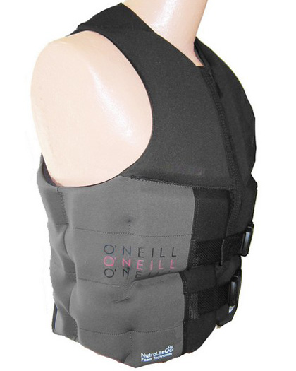 ONeill Assault Mens Neoprene Life Vest Black/Gray 2021 side ONeill Assault Mens Neoprene Life Vest Black/Gray 2021 side